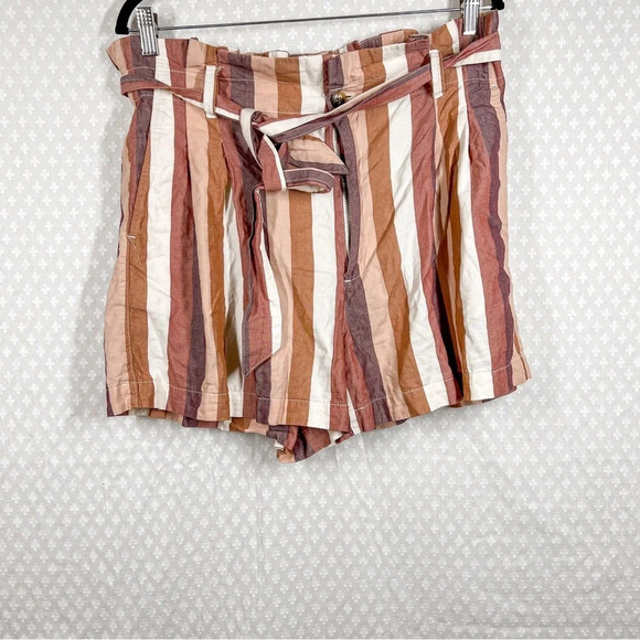 Madewell‎ Pink Striped Paperbag Tie Shorts - Picture 2 of 6
